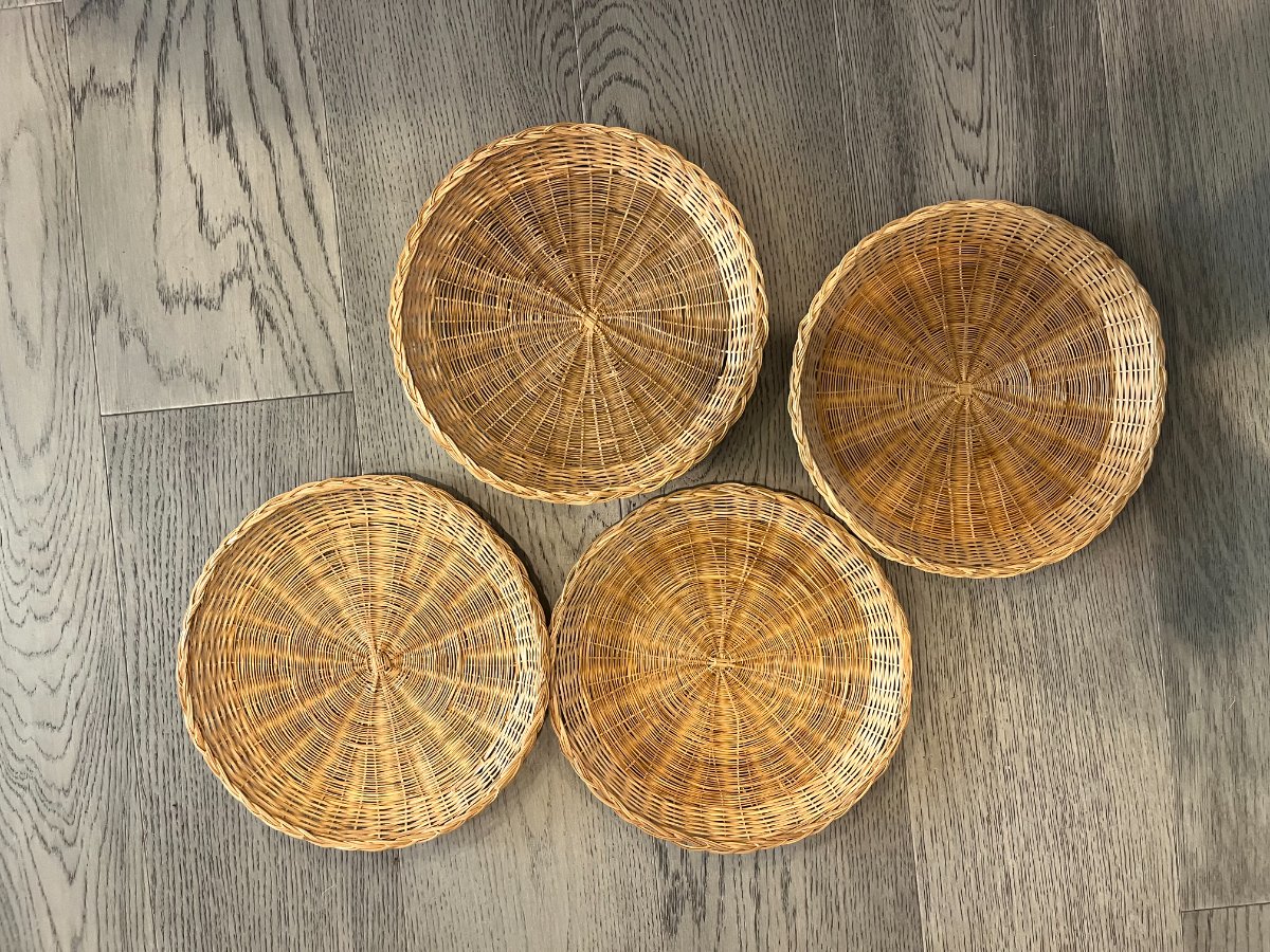wicker basket paper plate holders